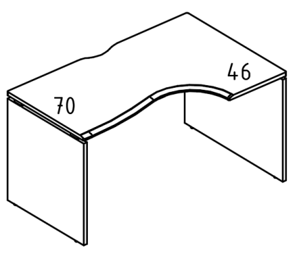 Стол эргономичный "Классика" на каркасе ДСП (1 скос) правый  вяз либерти / вяз либерти