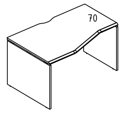 Стол эргономичный "Техно" на каркасе ДСП (1 скос) левый  вяз либерти / вяз либерти