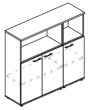 Шкаф средний комбинированный полузакрытый (топ ДСП) вяз либерти / мокко премиум