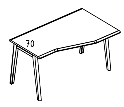 Стол Техно каркас МТ 2 скоса правый  вяз либерти / белый, вставка белая