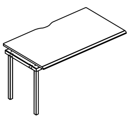 Секция стола рабочей станции каркас МТ 1 скос вяз либерти / белый, вставка белая